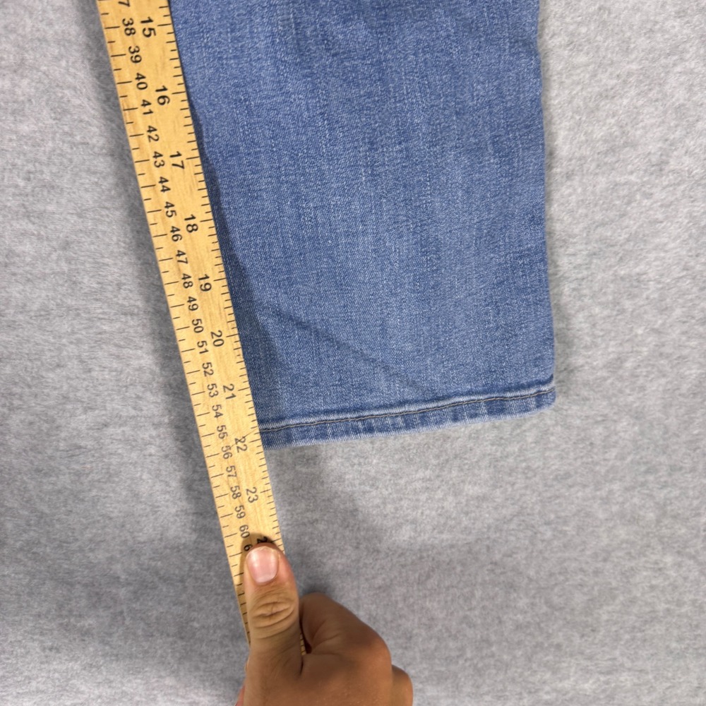 American Eagle Next Level Stretch Jeans Women 2 Blue Cropped Straight Side Slit - Picture 6 of 6